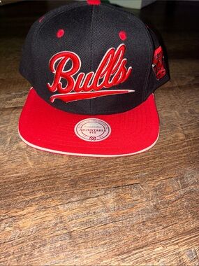 Mitchell & Ness Chicago Bulls Black and Red Script Snapback Hat